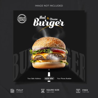 Yaratıcı Restoran Gıda Tanıtım Sosyal Medya Posteri Şablonu