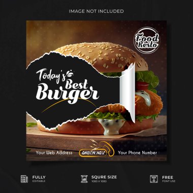 Yaratıcı Restoran Gıda Tanıtım Sosyal Medya Posteri Şablonu