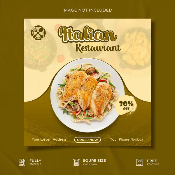 Yaratıcı Restoran Gıda Tanıtım Sosyal Medya Posteri Şablonu