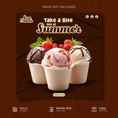 Dondurma Tanıtım Sosyal Medya afiş şablonu