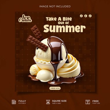 Dondurma Tanıtım Sosyal Medya afiş şablonu