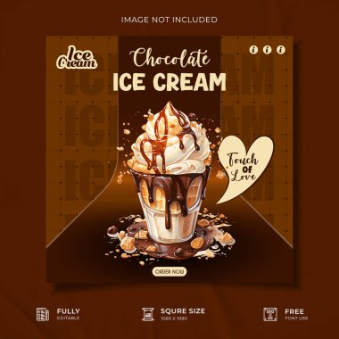 Dondurma Tanıtım Sosyal Medya afiş şablonu