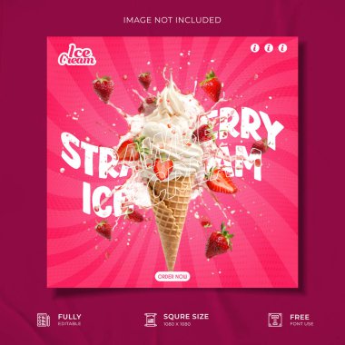 Dondurma Tanıtım Sosyal Medya afiş şablonu