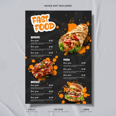 Yaratıcı fast food menü şablonu