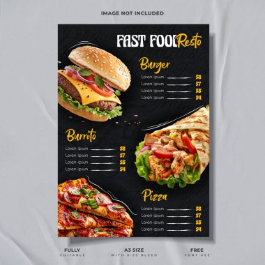 Fast food restaurant menu design