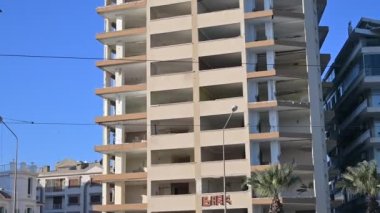 building damaged by earthquake in izmir, turkey