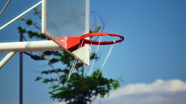 Sfinito Canestro Basket Campo Aperto Rete Rete Resistente Alle Intemperie — Video Stock