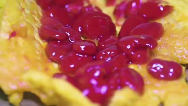 Momordica Charantia Fruit Гірка Диня Обертається Навколо Себе Макро Постріл — стокове відео