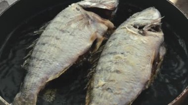 Kızartma Tavasında Pişmiş Taze Balık