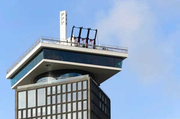 Adam Observatiedek Amsterdam Met Schommels Adam Toren Blauwe Lucht Achtergrond — Stockfoto