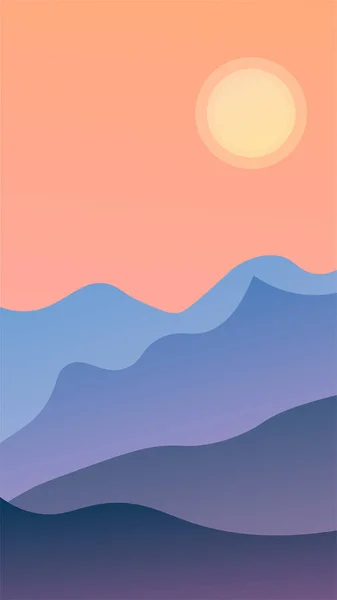 Dağlı ve güneşli vektör manzarası