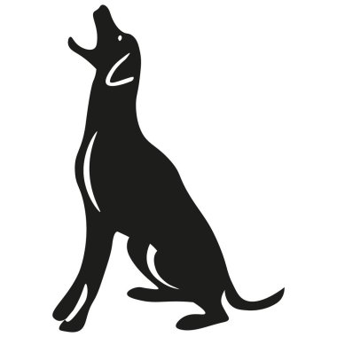 Siyah bir köpek silueti.