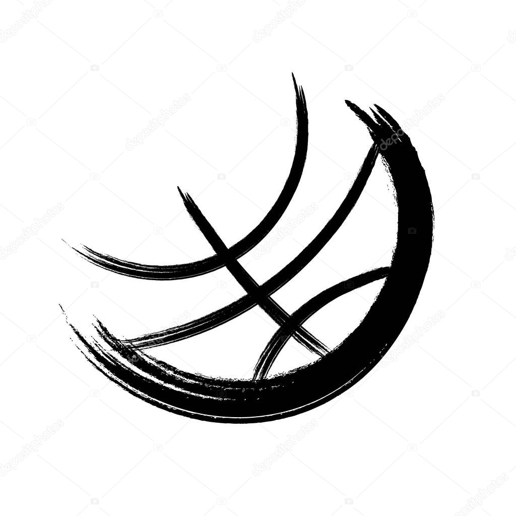 Abstract basketball icon made with brushes, vector design