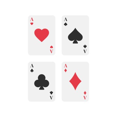 İskambil kağıtları, aslar, sopalar, elmaslar, kalpler ve maça, vektör tasarımı