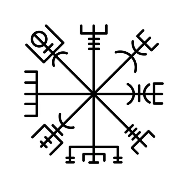 Vegvisir, Viking pusulası, Kuzey, İskandinav sembolü, vektör tasarımı