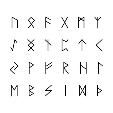 Viking rünleri, İskandinav mitolojisi, vektör tasarımı