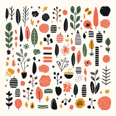 Kusursuz el yapımı çiçek desenli vektör arkaplanı.