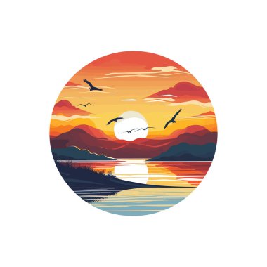 Şık Deniz Sahili T-Shirt Tasarımı Çizimi