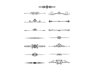 Siyah renkli çiçek tasarım öğeleri vintage bölücüler