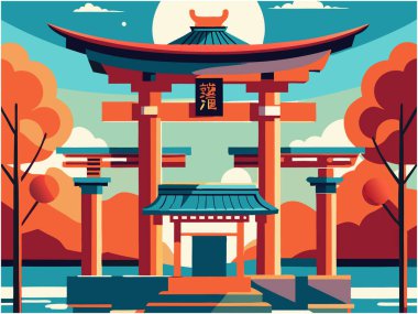 Japon Kültür Tapınağı Vektörü