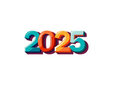 Renkli Yeni Yıl 2025 Vektör İllüstrasyonu
