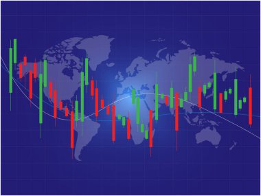 Borsa haritası olan dünya haritası. vektör