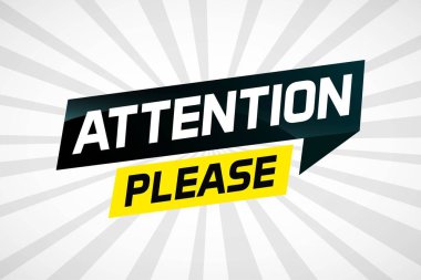  Dikkat lütfen kelime vektör illüstrasyon kavramı, iniş sayfası, şablon, ui, web, mobil uygulama, poster, afiş, broşür için kullanılabilir