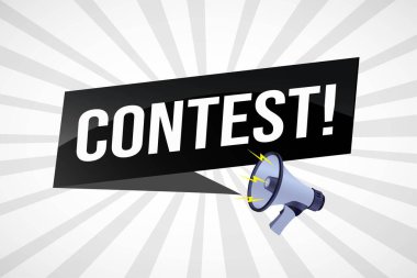 Kurdele afişi için yüksek sesli hoparlör tasarımı yarışması. Geometrik şekilli harfler. reklam vektörü illüstrasyonu modern uyarı tipografik mavi renk tasarım şablonu.