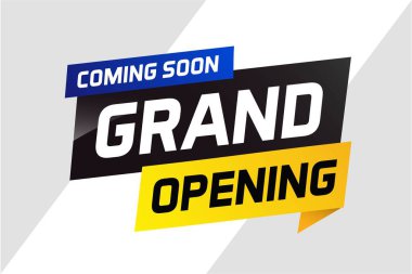 Yakında büyük açılış konsepti vektör illüstrasyonu ve 3d, web, mobil uygulama, poster, afiş, el ilanı, arkaplan, hediye kartı, kupon, etiket, duvar kağıdı