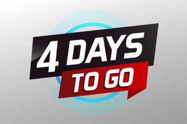 İniş sayfası, şablon, ui, web, mobil uygulama, poster, afiş, el ilanı, arkaplan, hediye kartı, kupon kullanımı için kurdele ve 3d biçimli kelime konsepti vektör ilüstrasyonuna 4 gün kaldı