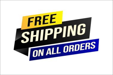 Tüm sipariş etiketleri ücretsiz gönderiliyor. Bayrak tasarım şablonu pazarlama için. Özel teklif ya terfi ya da perakende. mağaza, çevrimiçi mağaza, web sitesi, iniş sayfası için arkaplan modern grafik tasarımı