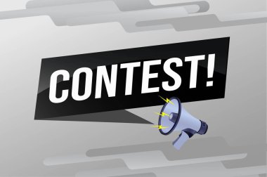 Kurdele afişi için yüksek sesli hoparlör tasarımı yarışması. Geometrik şekilli harfler. reklam vektörü illüstrasyonu modern uyarı tipografik mavi renk tasarım şablonu.