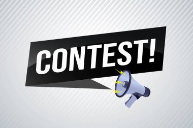 Kurdele afişi için yüksek sesli hoparlör tasarımı yarışması. Geometrik şekilli harfler. reklam vektörü illüstrasyonu modern uyarı tipografik mavi renk tasarım şablonu.