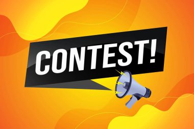 Kurdele afişi için yüksek sesli hoparlör tasarımı yarışması. Geometrik şekilli harfler. reklam vektörü illüstrasyonu modern uyarı tipografik mavi renk tasarım şablonu.