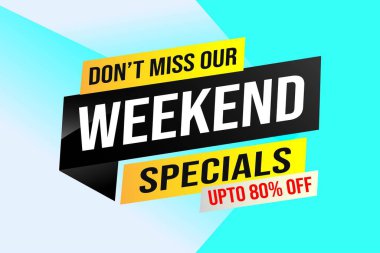 Haftasonu özel kelime kavramı vektör illüstrasyonu ve 3d tarzı, iniş sayfası, şablon, ui, web, mobil uygulama, poster, afiş, broşür, arkaplan, hediye kartı, kupon, etiket, duvar kağıdı