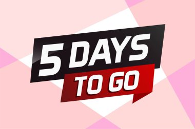 İniş sayfası, şablon, ui, web, mobil uygulama, poster, afiş, el ilanı, arkaplan, hediye kartı, kupon kullanımı için kurdele ve 3d biçimli kelime konsepti vektör ilüstrasyonuna 5 gün kaldı