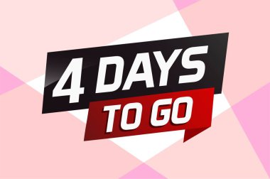 İniş sayfası, şablon, ui, web, mobil uygulama, poster, afiş, el ilanı, arkaplan, hediye kartı, kupon kullanımı için kurdele ve 3d biçimli kelime konsepti vektör ilüstrasyonuna 4 gün kaldı