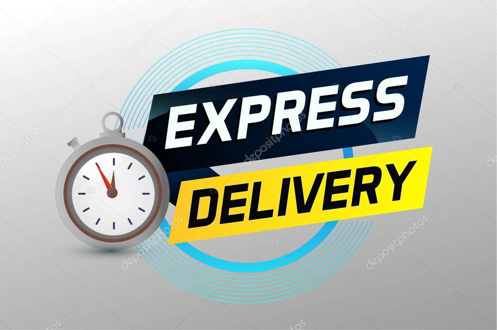 Express delivery word concept vector illustration with stopwatch style for use landing page, template, ui, web, mobile app, poster, banner, flyer, background, gift card, coupon, label