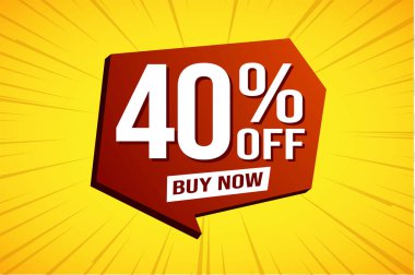 Yüzde 40 indirimli poster pankartı grafik tasarımı logo simgesi sosyal medya web sitesi kuponu