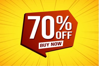 Yüzde 70 indirimli poster pankartı grafik tasarımı logo simgesi sosyal medya web sitesi kuponu