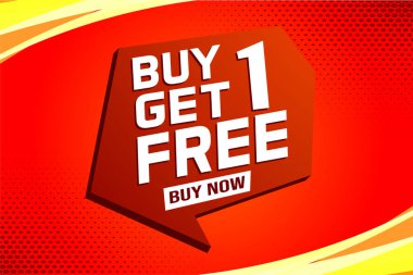 Bir alana bir bedava poster pankartı grafik tasarımı logo işareti sosyal medya web sitesi kuponu