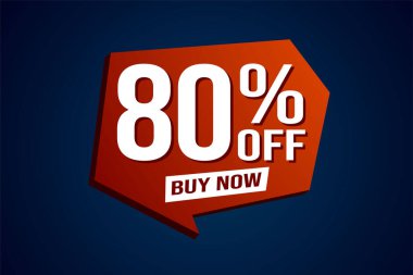 Yüzde 80 indirimli poster pankartı grafik tasarımı logo simgesi sosyal medya web sitesi kuponu