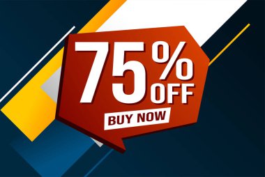 Yüzde 75 indirimli poster pankartı grafik tasarımı logo simgesi sosyal medya web sitesi kuponu al