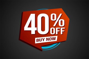 Yüzde 40 indirimli poster pankartı grafik tasarımı logo simgesi sosyal medya web sitesi kuponu