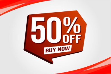 Yüzde 50 indirimli poster pankartı grafik tasarımı logo simgesi sosyal medya web sitesi kuponu