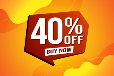 Yüzde 40 indirimli poster pankartı grafik tasarımı logo simgesi sosyal medya web sitesi kuponu