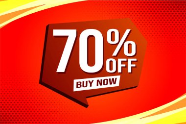 Yüzde 70 indirimli poster pankartı grafik tasarımı logo simgesi sosyal medya web sitesi kuponu