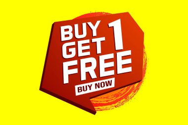 Bir alana bir bedava poster pankartı grafik tasarımı logo işareti sosyal medya web sitesi kuponu