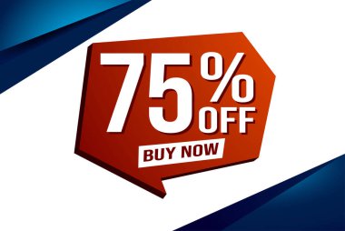 Yüzde 75 indirimli poster pankartı grafik tasarımı logo simgesi sosyal medya web sitesi kuponu al