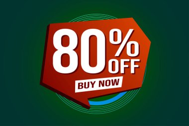 Yüzde 80 indirimli poster pankartı grafik tasarımı logo simgesi sosyal medya web sitesi kuponu